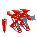 Cầu nâng cắt kéo kiểm tra góc đặt bánh xe 4.5 tấn, dài 5m, lắp chìm, độ sâu móng 330mm, có bàn nâng phụ (3 pha , màu đỏ, bao gồm đĩa lái).